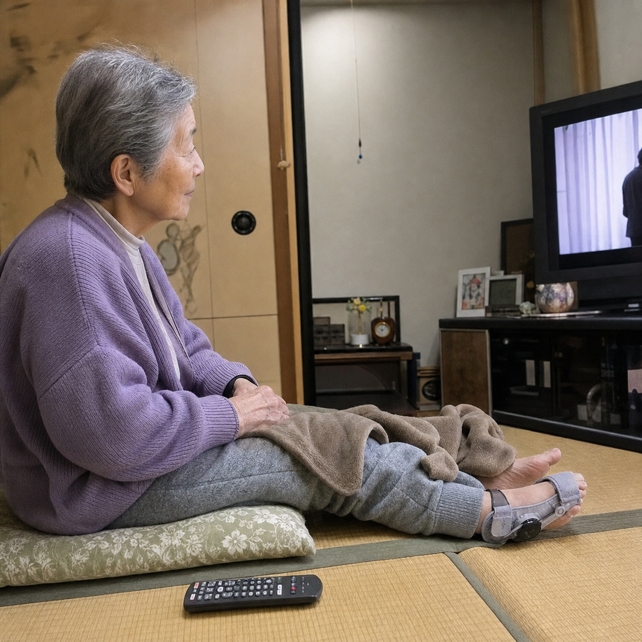 畳のある部屋でHalluxFlexを使用する様子